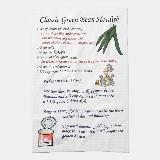 Classic Green Bean Hotdish Towel (Vertical)