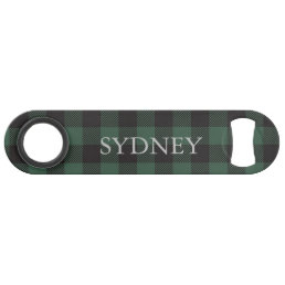 Classic Green Black Buffalo Tartan Plaid Custom Bar Key