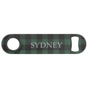 Classic Green Black Buffalo Tartan Plaid Custom Bar Key