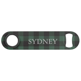 Classic Green Black Buffalo Tartan Plaid Custom Bar Key