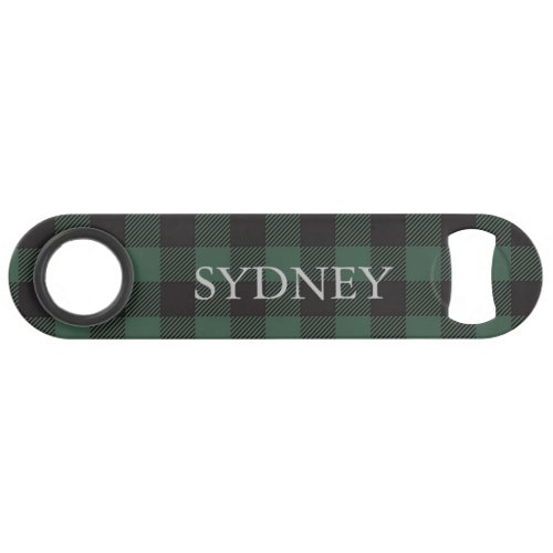 Classic Green Black Buffalo Tartan Plaid Custom Bar Key