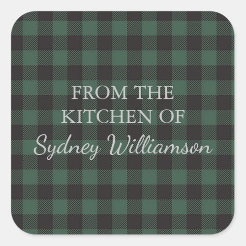 Classic Green Black Buffalo Tartan Plaid Kitchen Square Sticker