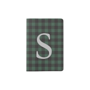 Classic Green Black Buffalo Tartan Plaid Monogram Passport Holder