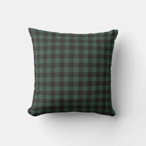 Classic Green Black Buffalo Tartan Plaid Vintage Throw Pillow