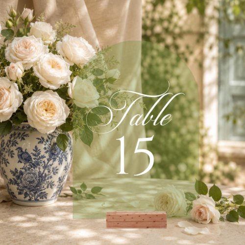 Classic Green Black Calligraphy Table Number Sign