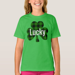Classic green black plaid shamrock T-Shirt