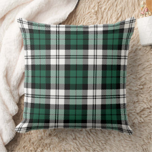 Classic Green Black White Tartan Plaid Christmas Throw Pillow