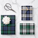 Classic Green Blue Black Watch Plaid Christmas Wrapping Paper Sheets<br><div class="desc">Rustic chic holiday gift wrap set features three coordinating Scottish tartan black watch plaid holiday wrapping paper sheets in classic navy blue and forest green colors with black and white accents. Sheets include a navy and green black watch plaid pattern, navy black and white watch plaid pattern, and green black...</div>