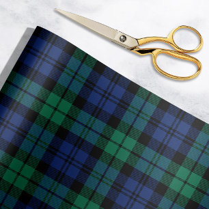 Classic Green Blue Black Watch Tartan Christmas Wrapping Paper