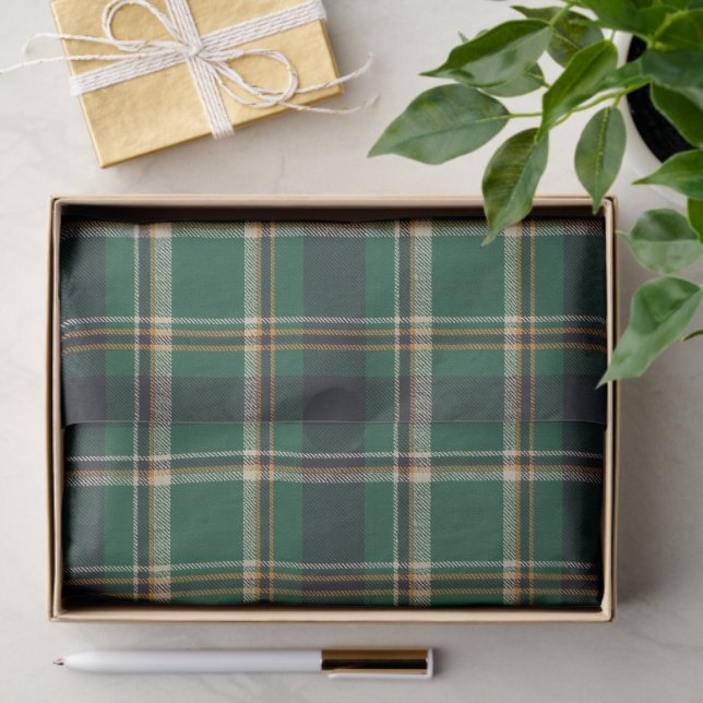 Classic Green Blue Yellow Plaid Tissue Paper (Gift)