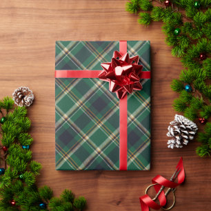 Classic Green Blue Yellow Plaid Wrapping Paper