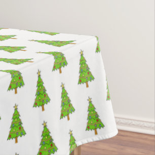 Classic Green Bright Christmas Tree Tablecloth