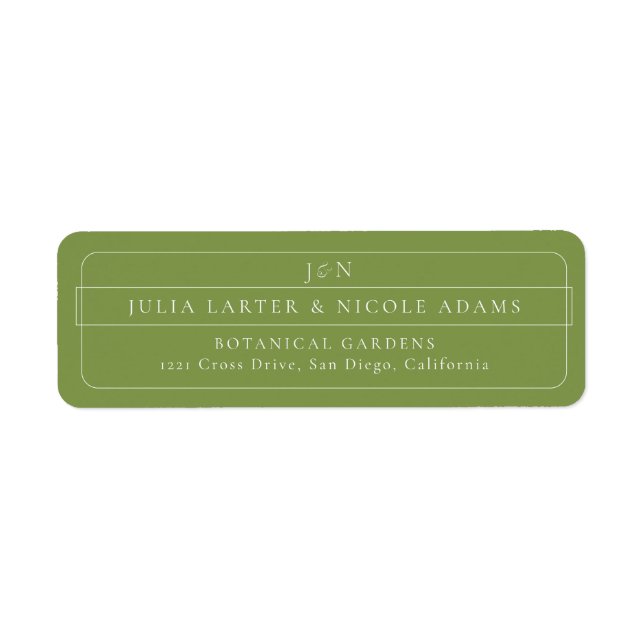 Classic Green Calligraphy Return Address Label (Front)