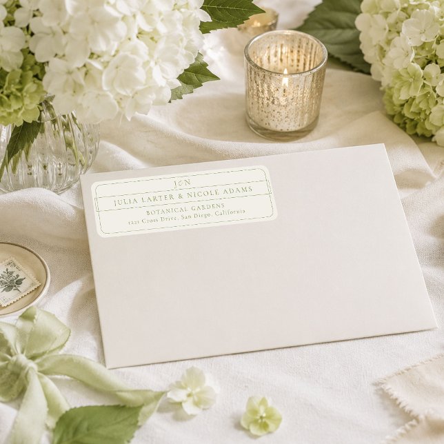 Classic Green Calligraphy Return Address Label (Creator Uploaded)