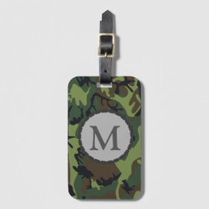 Classic Green Camouflage Pattern Monogram Luggage Tag