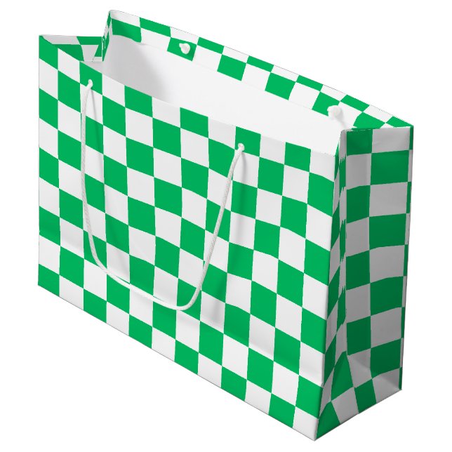 Classic green checkered  large gift bag (Front Angled)