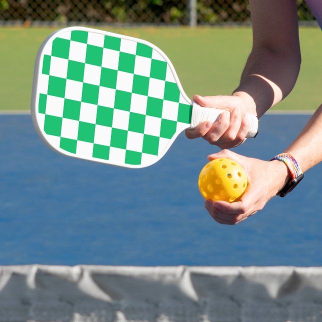Classic green checkered  pickleball paddle (Insitu)