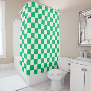Classic green checkered  shower curtain