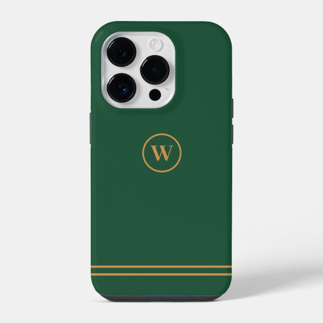 Classic Green Chic Custom Monogram iPhone Case (Back)
