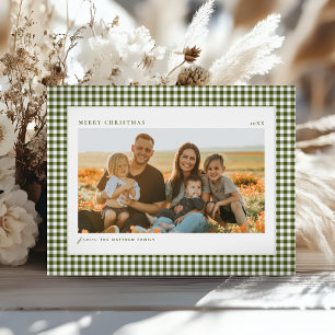 Classic Green Christmas Family Photo Holiday Postcard