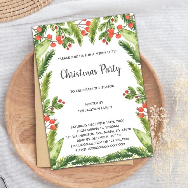Classic Green Christmas Party Invitation (Green Christmas Christmas Invitations)