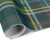 Classic bold holiday plaid and stars hunter green wrapping paper