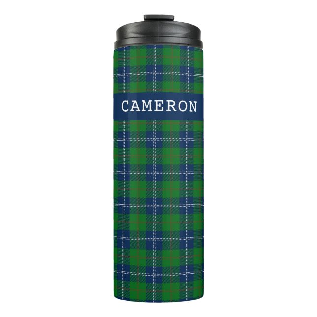 Classic Green Christmas Tartan Plaid Personalized Thermal Tumbler (Front)