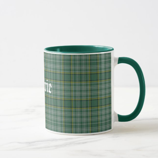 Classic Green Clan Currie Tartan Plaid Mug (Right)