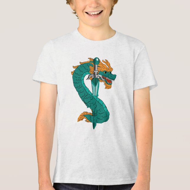 Classic Green Dragon Sword Crest Tri-Blend Shirt (Front)