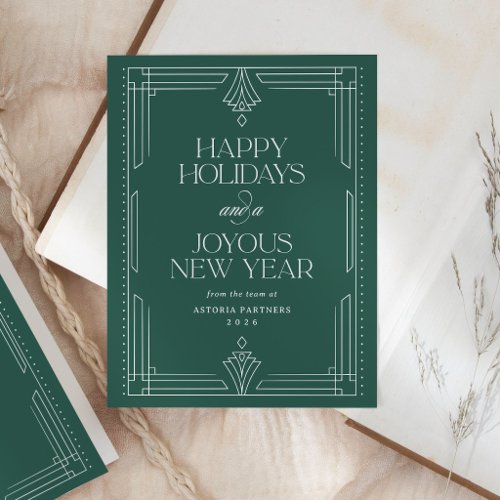 Classic Green | Elegant Corporate Happy Holidays Holiday Postcard