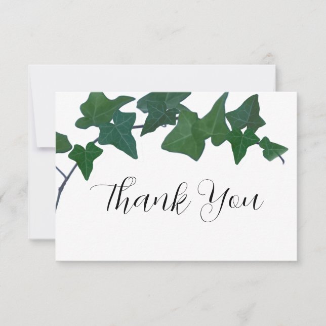 Classic Green English Ivy  thank you Card (Front)