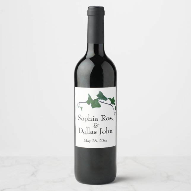 Classic Green English Ivy  Wine Label (Front)
