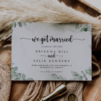 Classic Green Eucalyptus Elopement Announcement