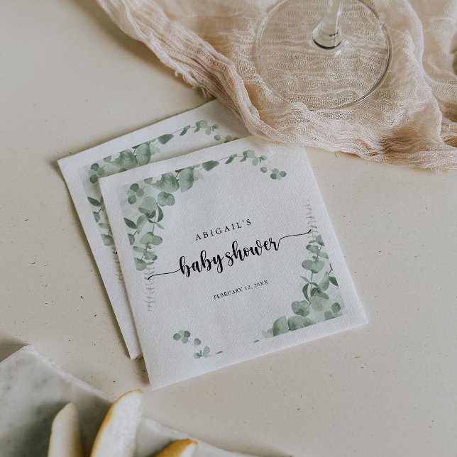Classic Green Eucalyptus Foliage Baby Shower  Napkins (Creator Uploaded)