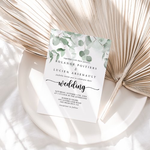Classic Green Eucalyptus Foliage Wedding   Invitation