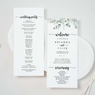 Classic Green Eucalyptus Foliage Wedding Program