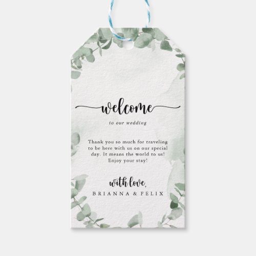 Classic Green Eucalyptus Foliage Wedding Welcome  Gift Tags