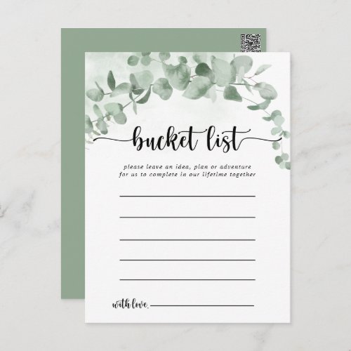 Classic Green Eucalyptus Simple Bucket List Cards