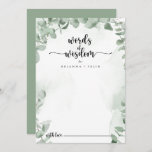Classic Green Eucalyptus Wedding Words of Wisdom  Advice Card<br><div class="desc">This classic green eucalyptus wedding words of wisdom advice card is perfect for a rustic wedding. The design features beautiful watercolor green eucalyptus leaves. These cards are perfect for a wedding, bridal shower, baby shower, graduation party & more. Personalize the cards with the names of the bride and groom, parents-to-be...</div>