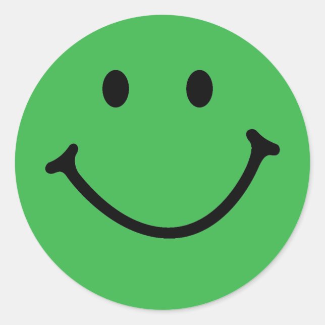 classic green face round sticker (Front)