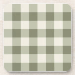Classic Green Farmhouse Gingham Style Beverage Coaster
