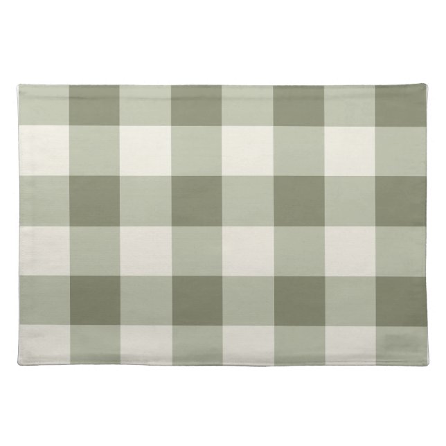 Classic Green Farmhouse Gingham Style Cloth Placemat (Front)