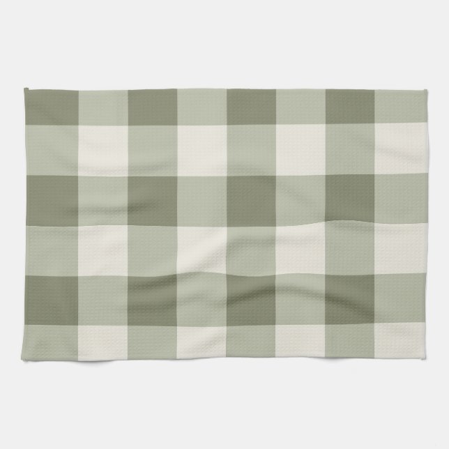Classic Green Farmhouse Gingham Style Kitchen Towel (Horizontal)