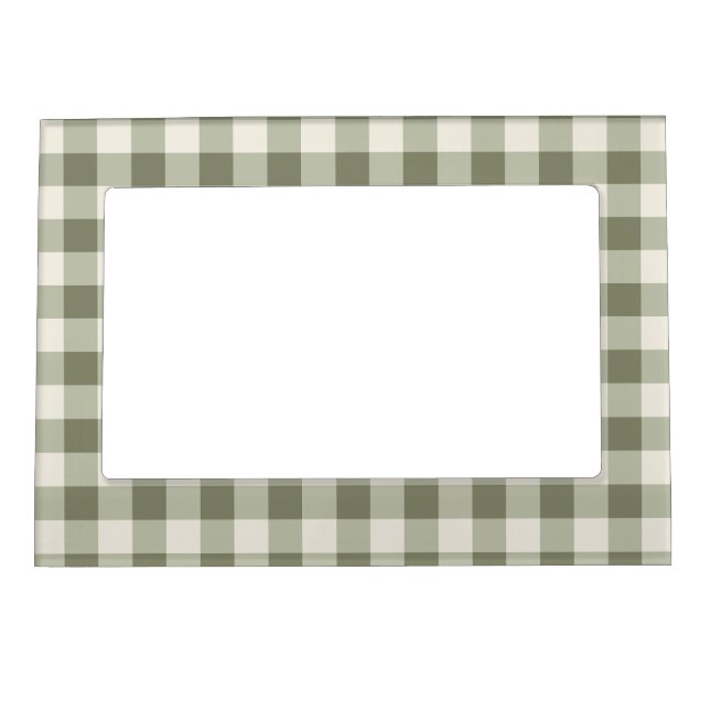 Classic Green Farmhouse Gingham Style Magnetic Frame (Front)