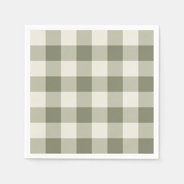 Classic Green Farmhouse Gingham Style Napkins (Front)