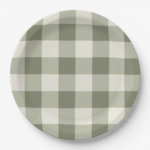 Classic Green Farmhouse Gingham Style Napkins Paper Plates
