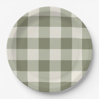 Classic Green Farmhouse Gingham Style Napkins Paper Plates
