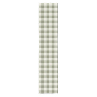 Classic Green Farmhouse Gingham Style Short Table Runner