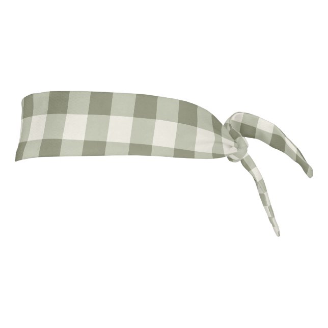 Classic Green Farmhouse Gingham Style Tie Headband (Rotate 90)