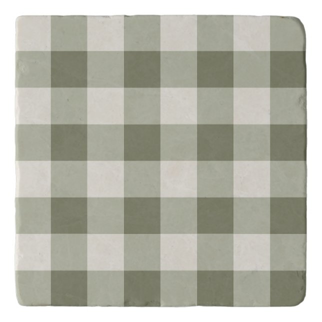 Classic Green Farmhouse Gingham Style Trivet (Front)